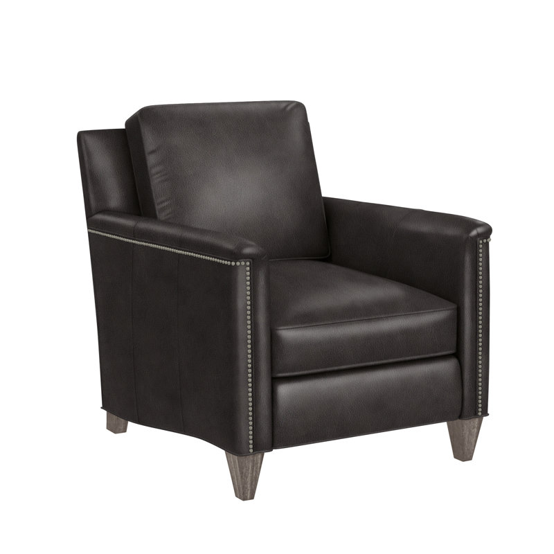 Davidson Armchair, Pewter, New Classiques, Aline Light Grey Genuine Leather