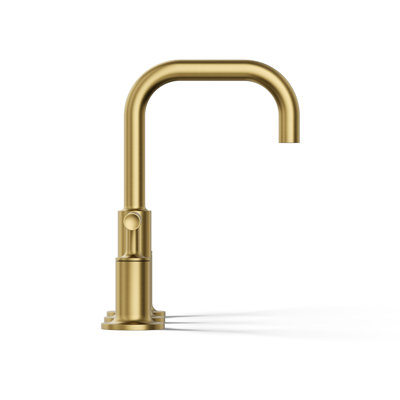 Purist Widespread Faucet with Drain Assembly Low Lever Handles and Low Gooseneck Spout