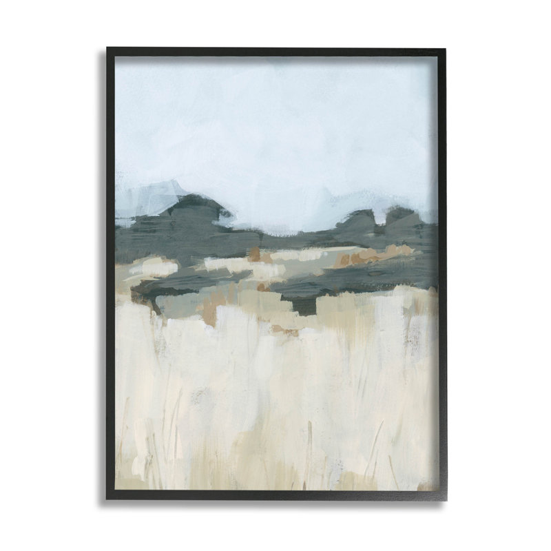 Paysage de campagne gazon, estampe numérique par June Erica Vess, H 14 po x l 11 po x P 1,5 po, Giclée encadrée noir minuit