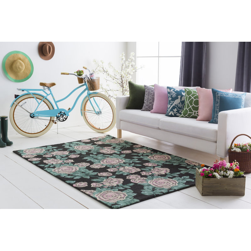 Lach Wool Floral Indoor Rug, Rectangle 9' x 13'