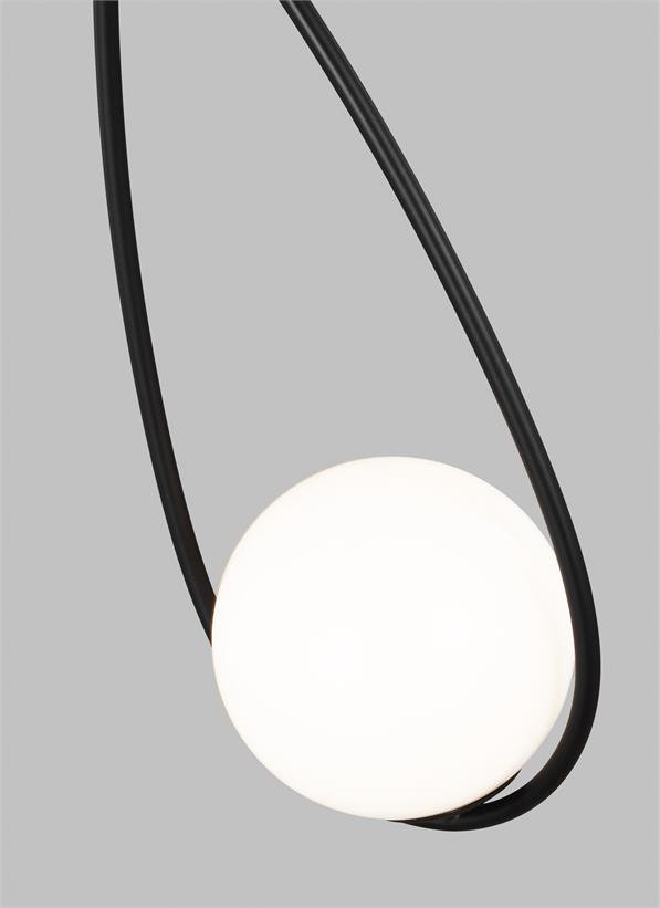 Alain Single Light Glass Dimmable Pendant, Midnight Black