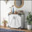 Modern Farmhouse Sideboard, Buffet Cabinet with Barn Style Door and Adjustable Shelf, Kitchen Storage Cabinet with Wood Legs