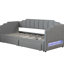 Lit de jour simple TG de taille très grand avec fonction extensible, deux tiroirs de rangement à DEL, structure en bois de pin revêtue de gris très grand, améliore l'utilité de la pièce-1071851159