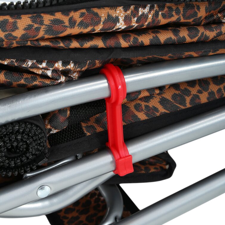 Extra Wide Leopard Skin 3 Wheels Pet Dog Cat Stroller with Raincover