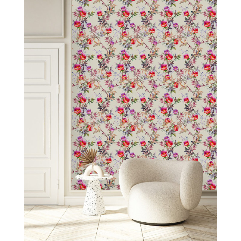 Peel & Stick Floral Tile, 2.08' W x 18.75' L