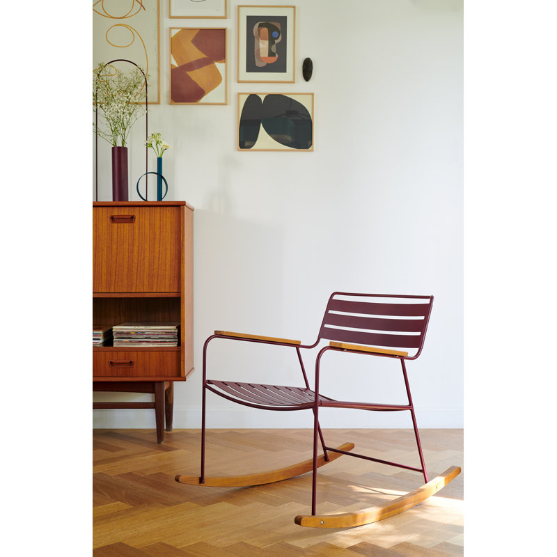 Surprising Teak Outdoor Rocker Chair, Acapulco Blue