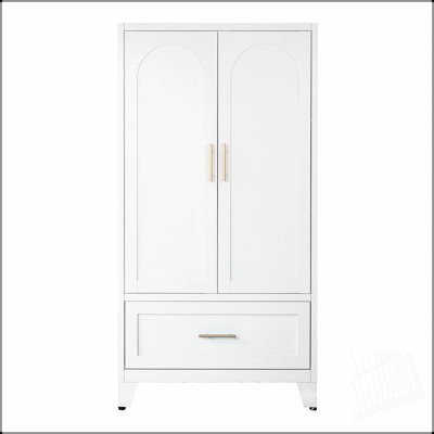 Armoire-penderie durable en métal de 60 po de hauteur avec 1 tiroir, une barre de suspension et 2 portes pour des solutions de rangement polyvalentes dans différentes pièces