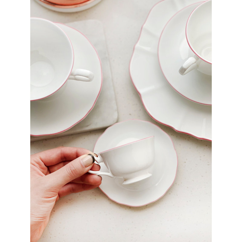 Grande tasse Amelie, Blanc / rose