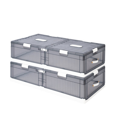 Nikolin Stackable Plastic Underbed Storage Box with Double-Open Lid and Wheels