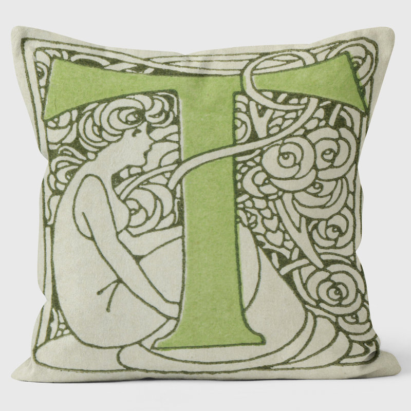 Art Nouveau Alphabet "T" Cushion