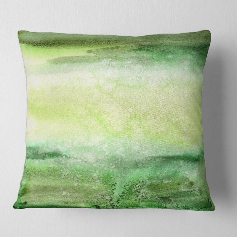 Abstrait pastel avec taches vert foncé et beige - coussin moderne imprimé, 16" x 16"