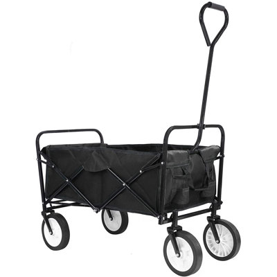 Chariot pliable noir avec roulettes - Capacité de 176 lb, chariot pliable pour le camping, le magasinage et le jardinage