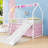 Twin Metal House Loft Bed With Slide And Ladder-1100496205