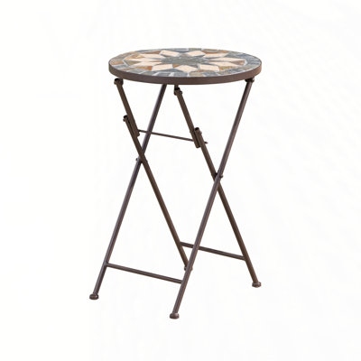 Rubicon Round Metal Folding Outdoor Side Table , 14'' in. W 14'' in. D