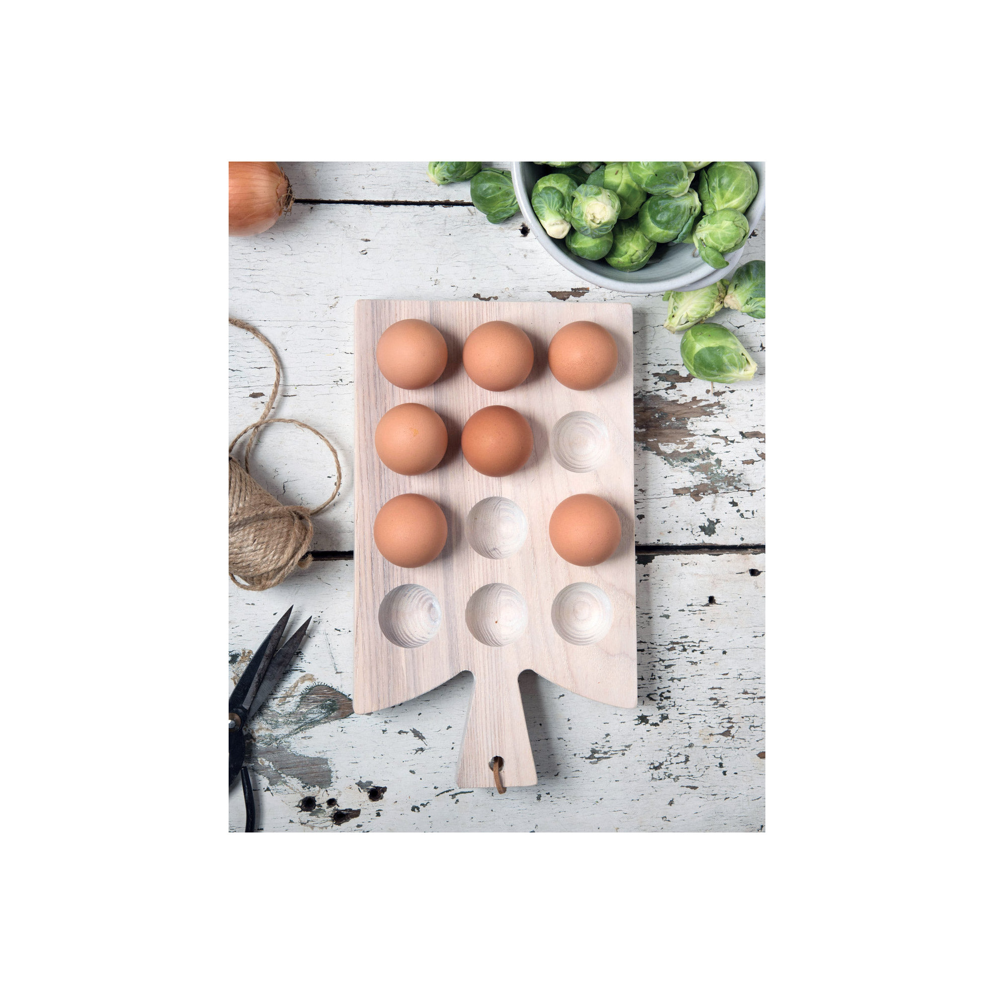 Araucana Paddle Wood Egg Platter, White