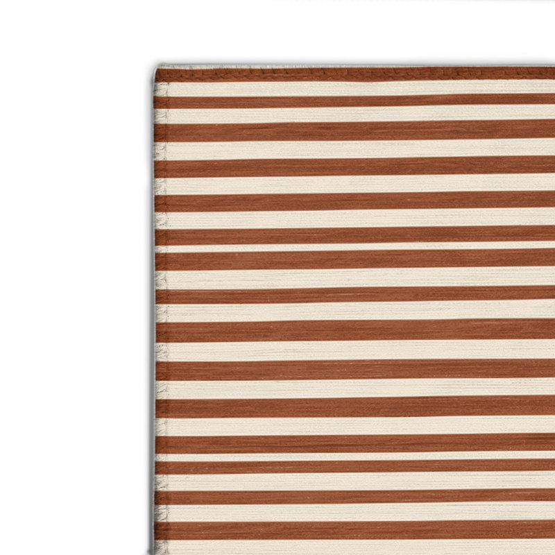 Tapis intérieur / extérieur brun HorizontalStripes, Rectangulaire 2 pi x 3 pi