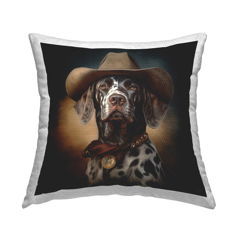 Coussin d'extérieur vintage imprimé "Sheriff Dog" par RB
