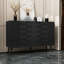 Buffet noir moderne de 47,2 po avec porte à lattes et tablettes réglables