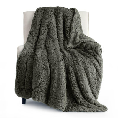 Jeté de lit en fausse fourrure de sherpa Bedure - couverture de lit moelleuse ultra douce pour chambre de dortoir - vert olive - cadeau parfait pour les adolescentes