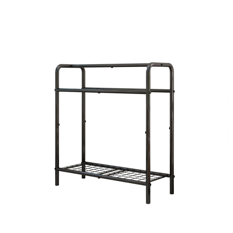 Porte-serviettes autoportant en métal à 3 niveaux avec tablette de rangement, Noir