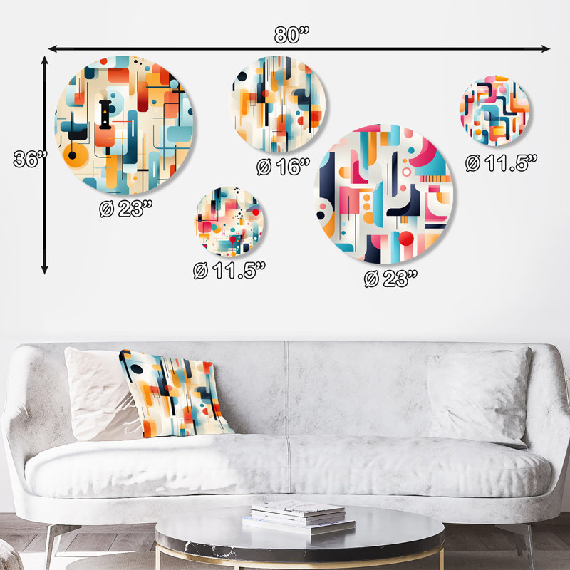 Corvese - ensemble d'art mural moderne géométrique rond de 5