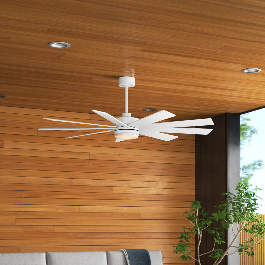65" Babrak 9 - Blade LED Standard Ceiling Fan with Remote Control and Light Kit Included Wade Logan® 