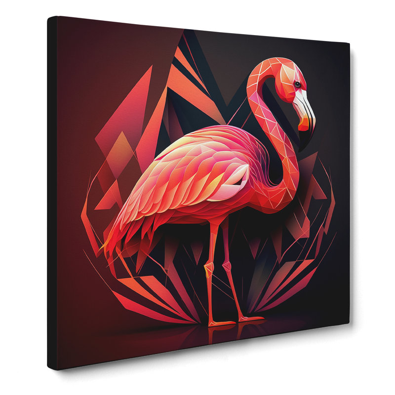 Flamingo Art Deco - Wrapped Canvas