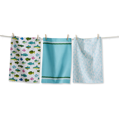 Make A Splash Dishtowel Set  Blue Kitchen Towels for Everyday Use, Machine Washable.