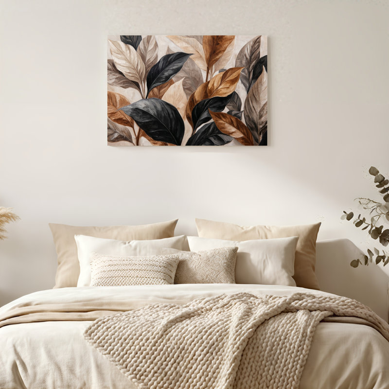 «Gallery Wrap», art mural sur toile pour le salon, la chambre à coucher, le bureau ou le vestibule - décoration murale décorative avec motif de feuilles