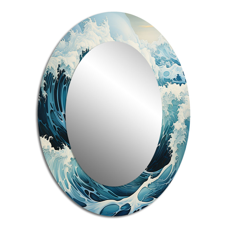 Miroir mural bleu sarcelle / océan, 40 po x 30 po