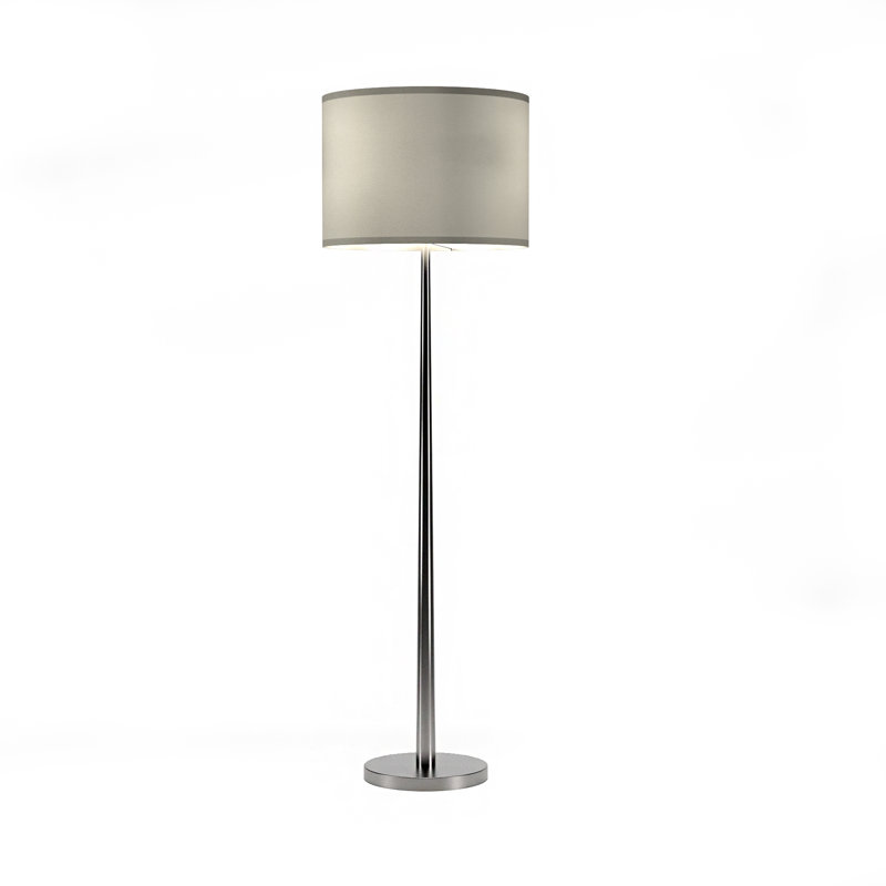 61'' Brushed Nickel Traditional Floor Lamp, Cream