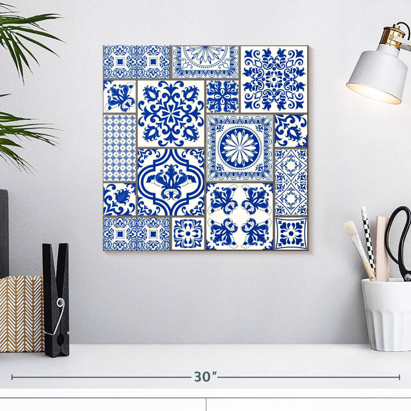 Carreaux de faïence bleue Kerner, H 16 po x l 16 po