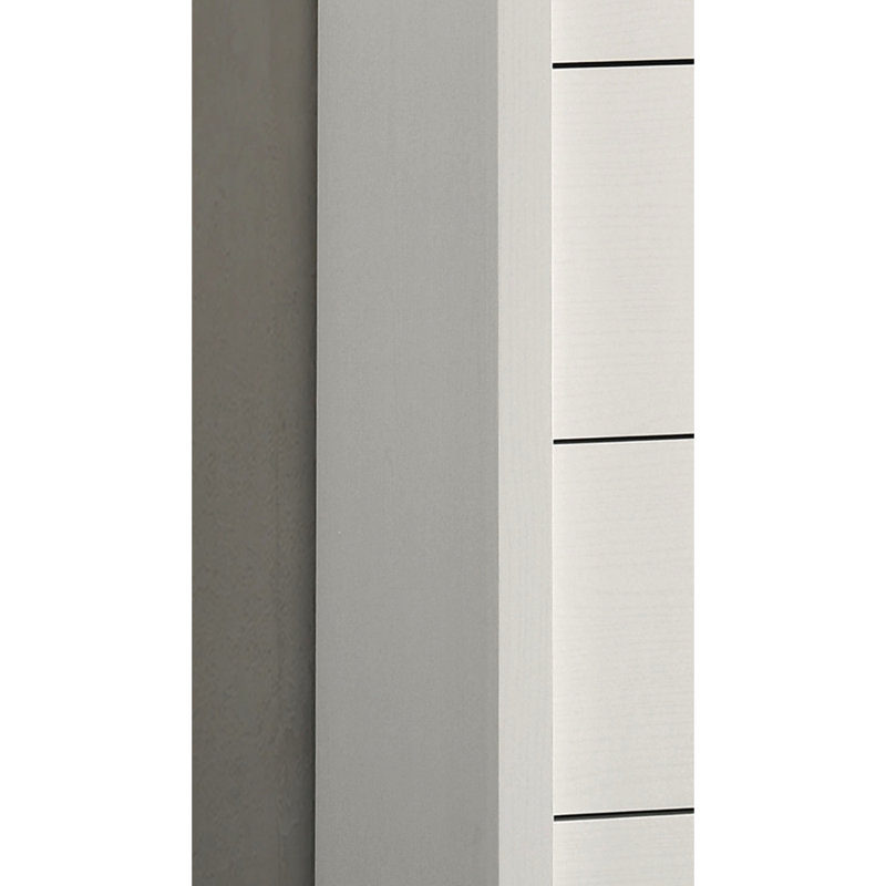 Commode 4 tiroirs avec poignées argentées Celeste, Blanc