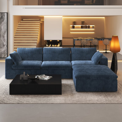 Canapé modulaire LoveSeat Cloud, canapé en velours côtelé l 78,7 po avec repose-pieds 3 pièces