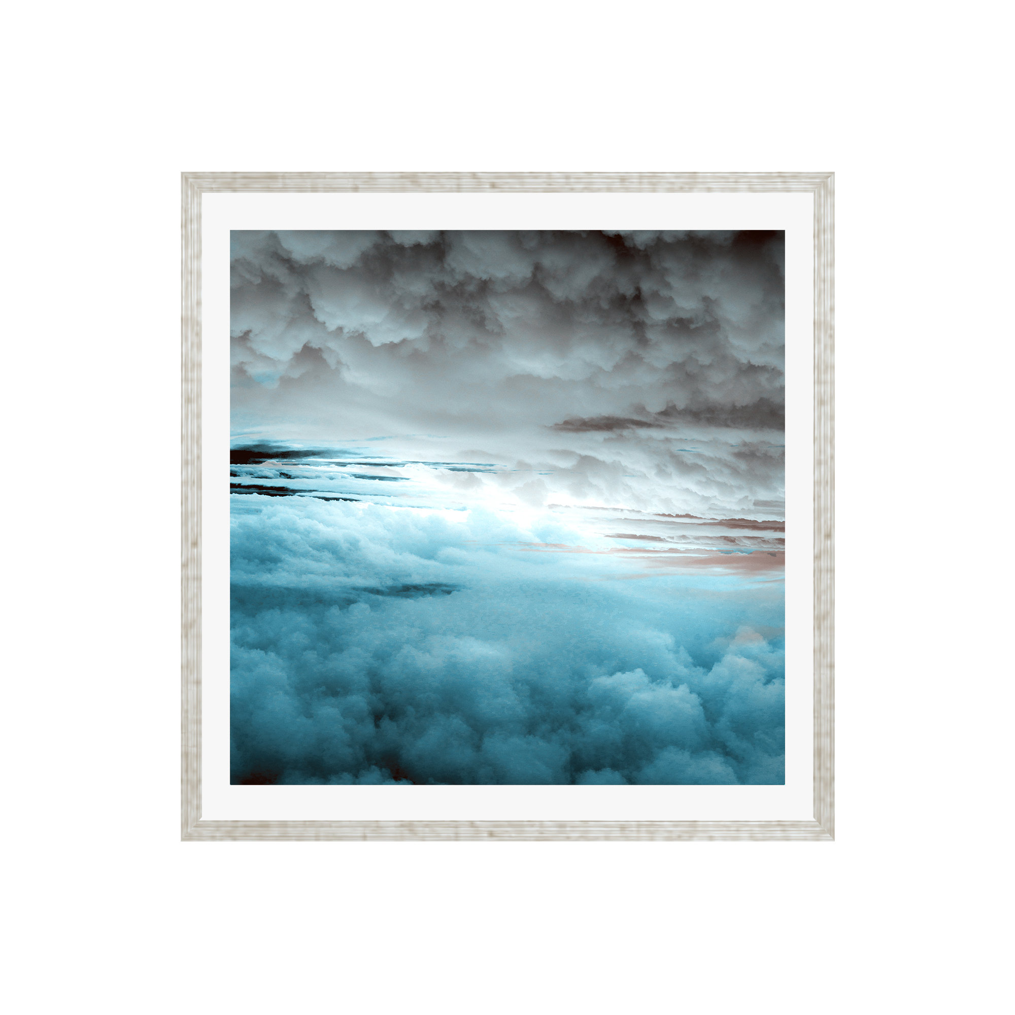 Glacier Painted Clouds by Caleb Troy, Silver Floater Framed, No, 20" H x 20" W x 2" D