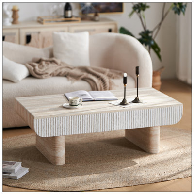 Table basse Mid-Century moderne avec tiroir cannelé
