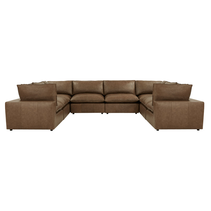 Hadleigh Brown Leather Modular U-sofa Sectional