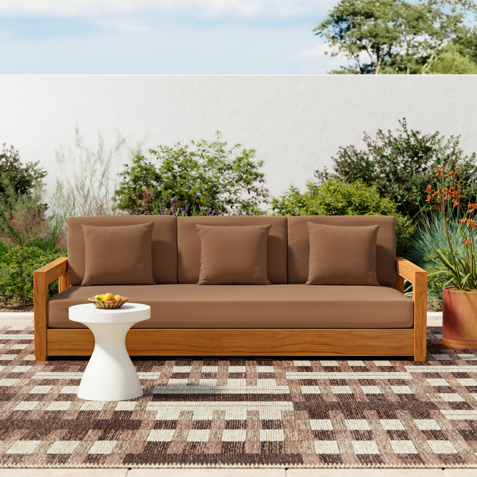 Melrose 76.55'' Teak Outdoor Sofa, Brown Melrose