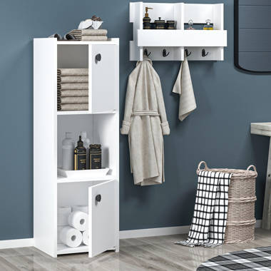 Sleek Slimline Grey Rattan Bathroom Storage Cabinet