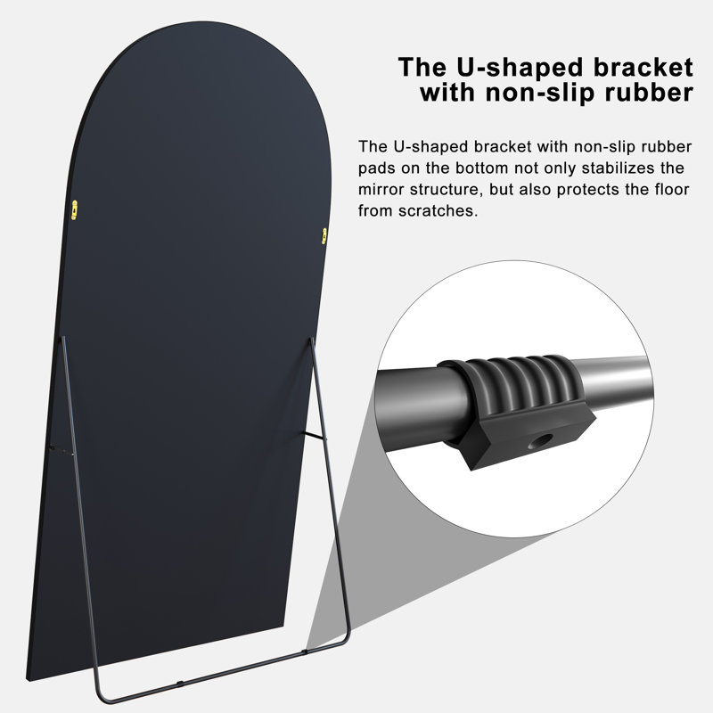 Large Arch Full Length Mirror with 3 Mounting Method, Black, 71" x 32"