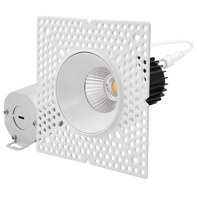 LUXRITE 2 Inch Push-N-Lock Trimless LED Recessed Lighting 12W 1100LM 5CCT 2700K-5000K 60° Dimmable CRI 90 Damp & IC Rated Plaster Downlight ETL Listed