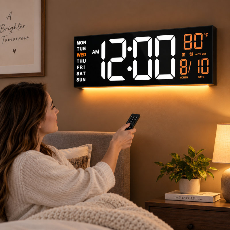 16" Large Digital Wall Clock with Remote