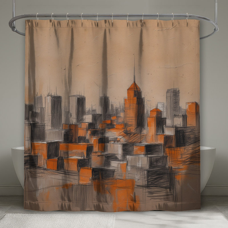 Rideaux de douche orange très longs, 70 po L x 72 po H