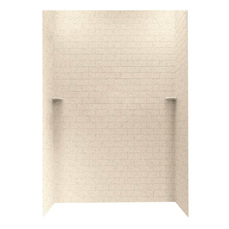 Solid Surface Three Panel Shower Wall, Bermuda Sand, 72" H x 62" W x 36" D