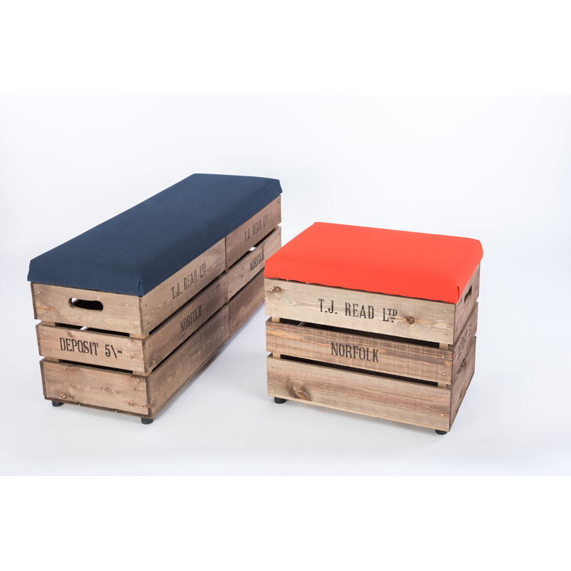 Edington Upholstered Outdoor Ottoman, Red