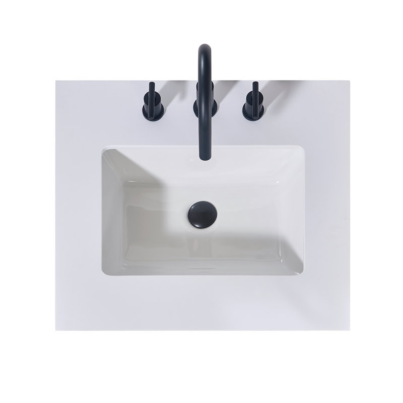 24" Snow White Ceramic Bathroom Vanity Top with Sink
