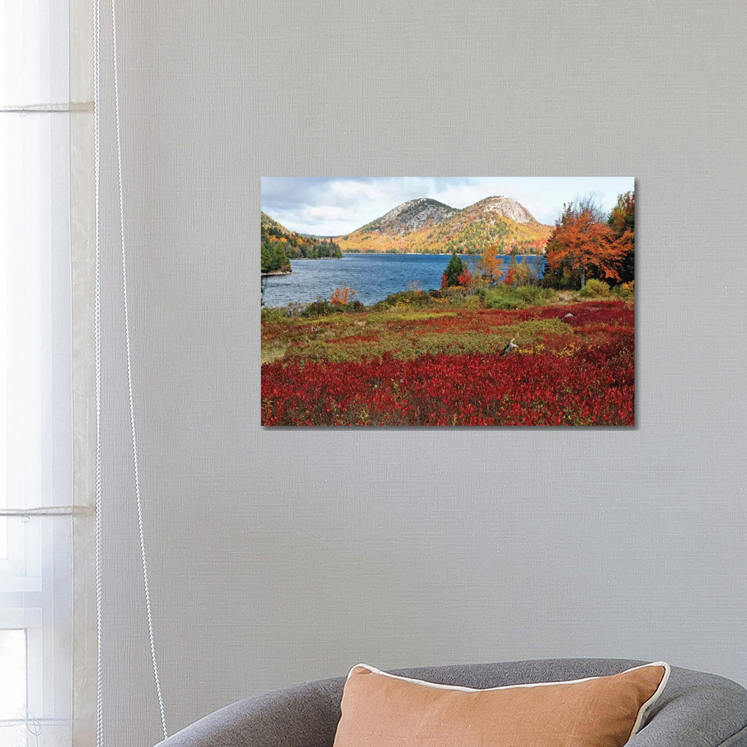 Jordan Pond And The Bubbles, Fall Scenic View, Acadia National Park, Maine by George Oze - Wrapped Canvas Print