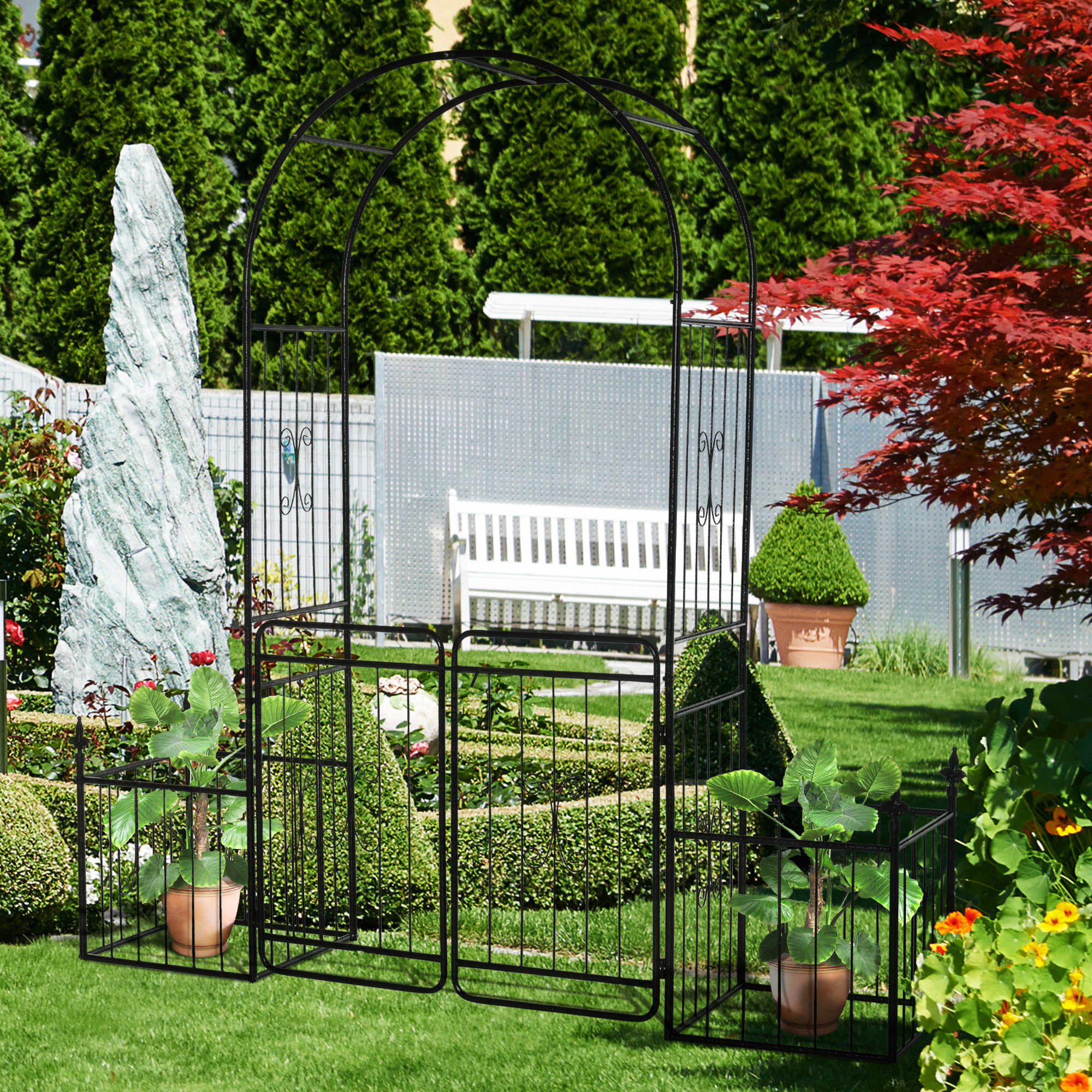 outsunny-78-75-w-x-19-75-d-metal-arbor-with-gate-reviews-wayfair