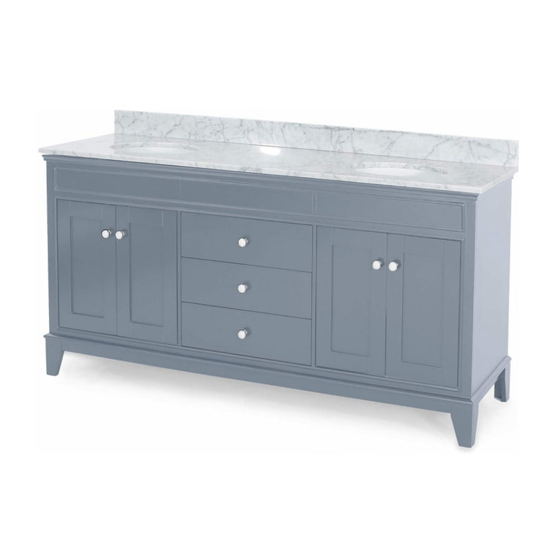 Meuble-lavabo double 73,01 avec comptoir, Gris