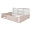 Lit plateforme pleine grandeur en bois avec barrière de sécurité et tablettes de rangement latérales-1807357347